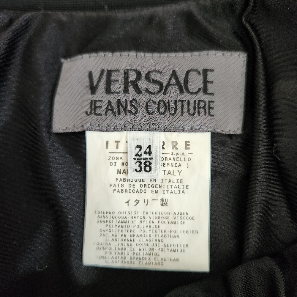Versace Jeans Couture Black/Blue Sparkle Mini Skirt Size 24 - Picture 5 of 5